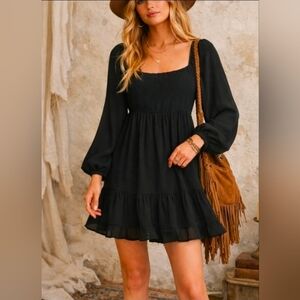 AEMI+CO Wendy Twril Romatic Dress Fully Lined Black Small Medium Large NWT$90